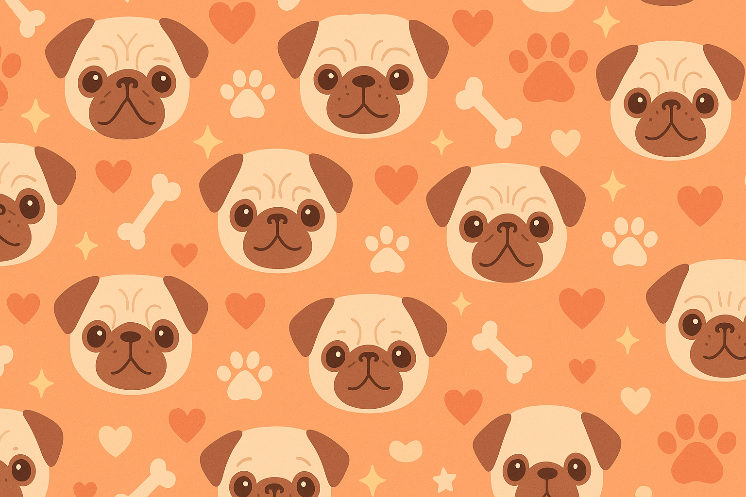 Please generate an image suitable for a shopify hero banner, a repeating image in an aspect ratio of 16:9, 1600x900 pixesl for my oneline shop squishy pug no words